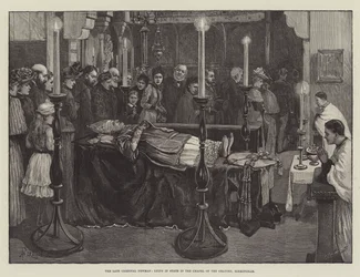 Der verstorbene Kardinal Newman, aufgebahrt in der Kapelle des Oratoriums, Birmingham